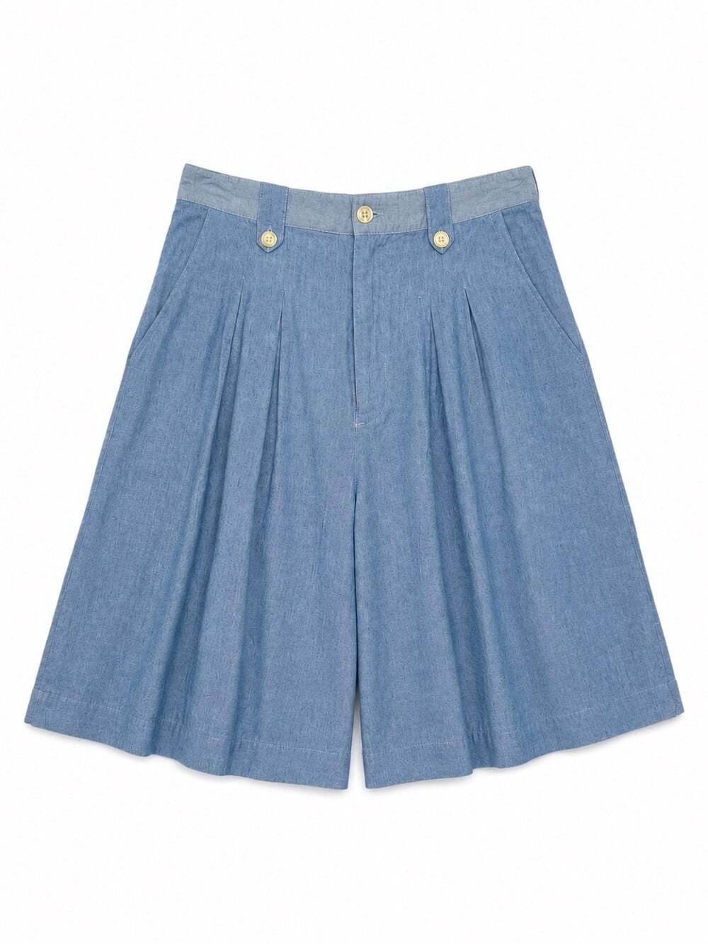 GAP Vintage 90's Chambray Pleated Wide Leg Shorts High WaistButton Front 11/12 - Picture 7 of 8